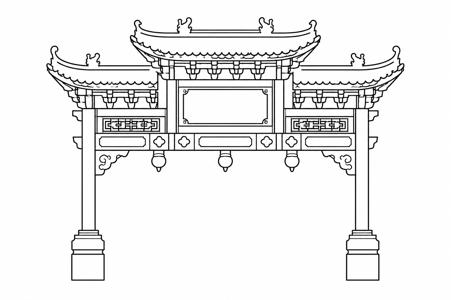 Pagoda arch illustration